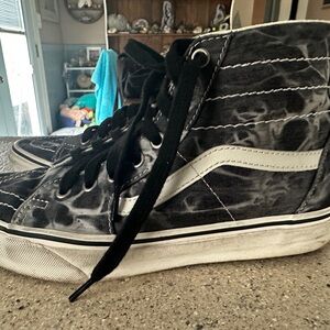 Vans Black and White High-Top Athletic Shoes
